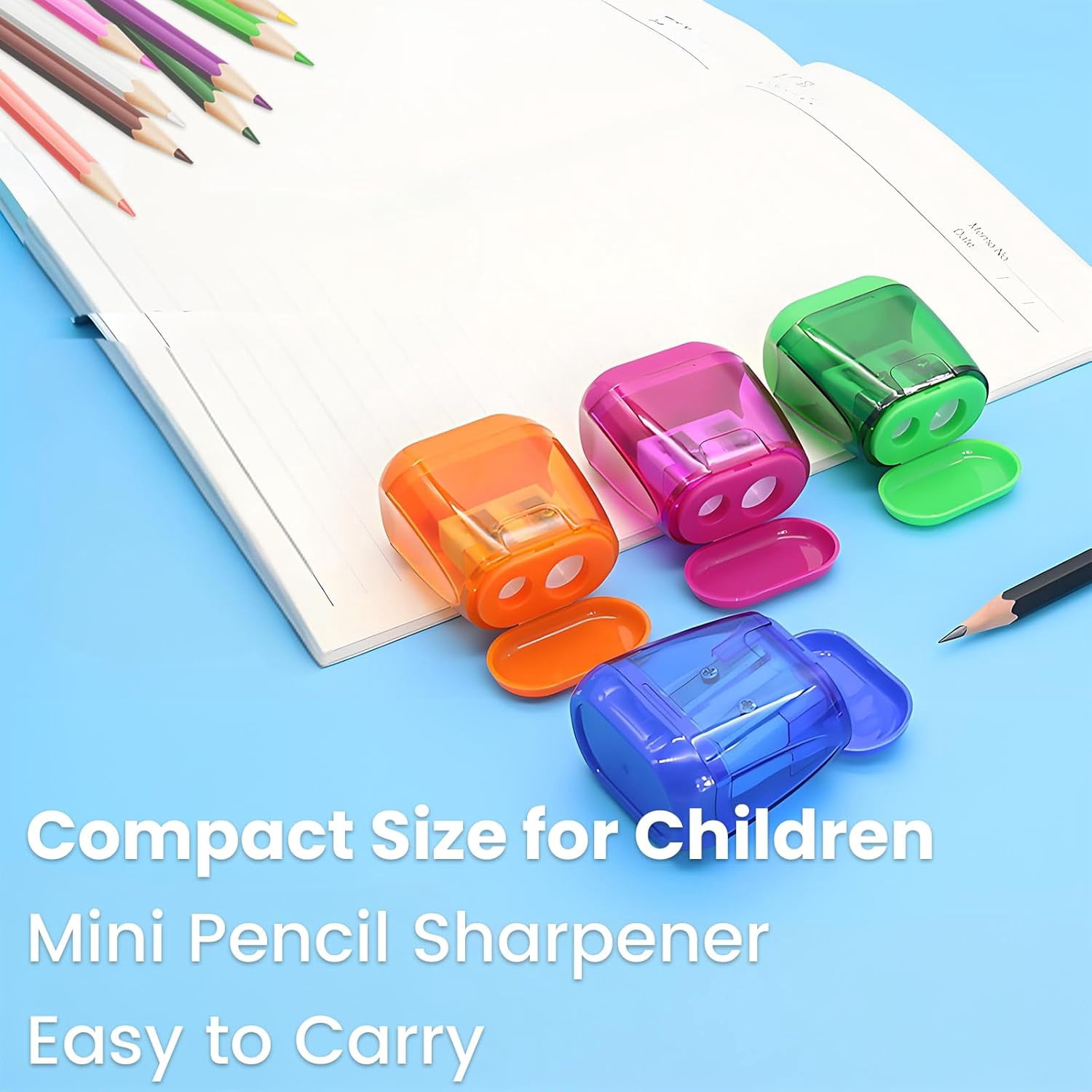 7-Pack Manual Pencil Sharpeners Compact & Portable, 4 Colors, Dual-Hole Design for Pencils, Crayons & Eyebrow Pencils Easy Clean, Travel Friendly$$Office