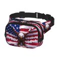 thumbnail image 2 of Fotbe USA Aigle avec Ailes Évasées Sac Banane pour Femmes et Hommes, Sac de Taille Carré à Double Couche Imperméable avec Sangle Réglable pour Randonnée, Jogging, Cyclisme, 2 of 9