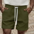 thumbnail image 3 of Mens Shorts Elastic Waist with Pockets Solid Color Casual Work Bottoms, Half Length Side Pocket Trousers, Soft Polyester Summer, 3 of 4