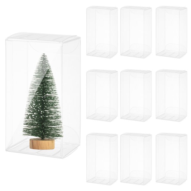 Uxcell 10 Pcs Clear Gift Box,1.9"x1.6"x3.7" Plastic Packing Box for Candy Cookies