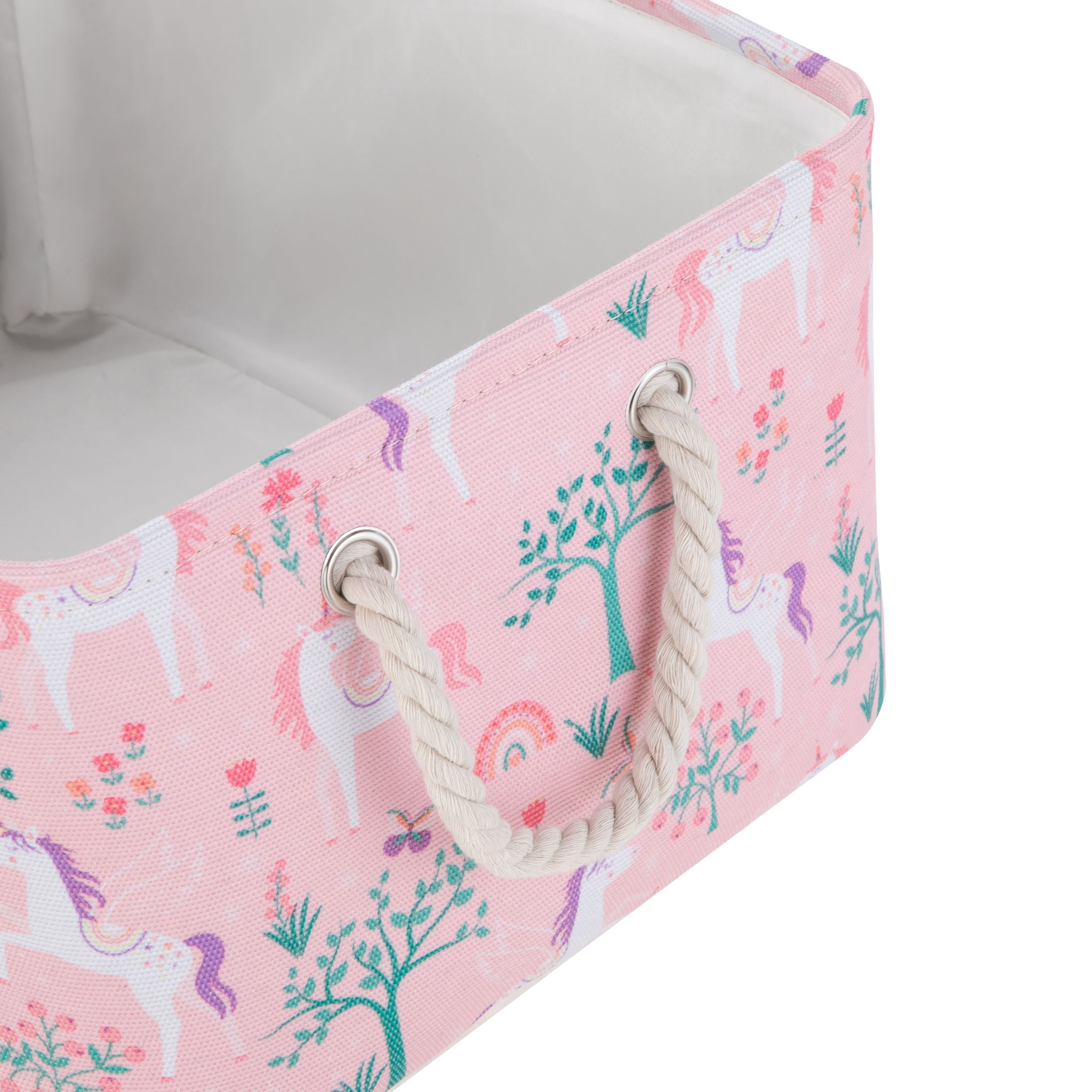 Your Zone Kids Unicorn Canvas Storage Basket with Handles, 15 in x 11 in x 7.8 in