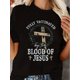 thumbnail image 1 of Women's Fully Vaccinated Blood Of Jesus Funny Print Crew Neck Short Sleeve Graphic T Shirts Loose Casual Tops Tee, 1 of 6