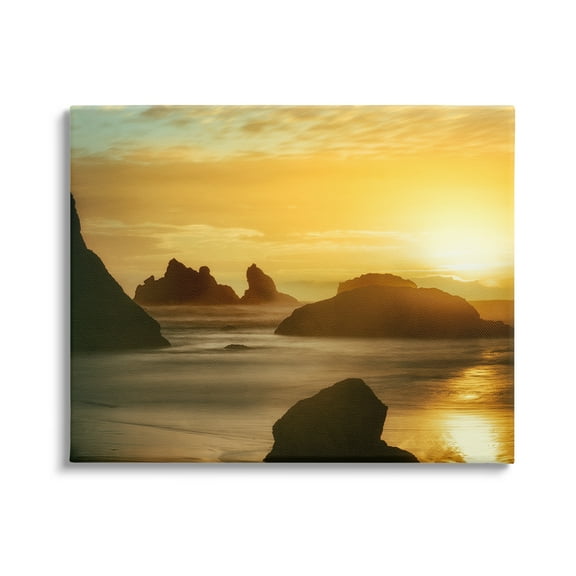 Stupell Industries Sea Stacks at Sunset Nature Photography Gallery Wrapped Canvas Print Wall Art, 30 x 24