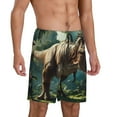 thumbnail image 2 of Pofeuu Green Forest Dinosaur Print Men's Soft Woven Elastic Waistband Sleep Pajama Short-X-Large, 2 of 6