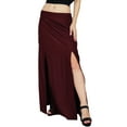thumbnail image 2 of Bimba Women Long Rayon Maxi Skirt With Front Slits - Maroon, 2 of 6