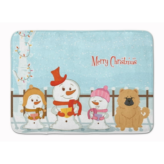 Merry Christmas Carolers Chow Chow Cream Machine Washable Memory Foam Mat