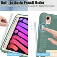 thumbnail image 2 of 3-in-1 Case for Apple iPad Mini 2021 (8.3 Inch, 6th Generation) Tablet - Silicone/Plastic Composite Case, Shockproof Drop Proof Rugged Cover, Built-in Pencil Holder Kickstand Hard Shell (Green), 2 of 5