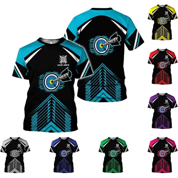 Personalized Archery Shirt 3D Archery Target Bow Archery Shirts for Men Women Archer Archery Lovers T-Shirt S-5XL (Cyan, S)