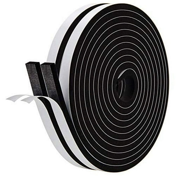 Weather Strip with Adhesive-2 Rolls,Total 26 Feet Long 1/2 Inch Wide X 1/4 Inch Thick, Neoprene Weather Stripping High Density Foam Tape for Doors and Windows Insulation(2 X 13 Ft Each)