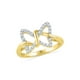 10 Carats Or Jaune Diamant Femmes Papillon Usure Quotidienne à Droite Bague 1/6 Cttw – image 1 sur 1