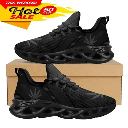 

INSTANTARTS3D Green Weed Leaves Printing Athletic Shoes for Women Breathable Lace Comfort Femme Footwear Platform Sneakers 2024