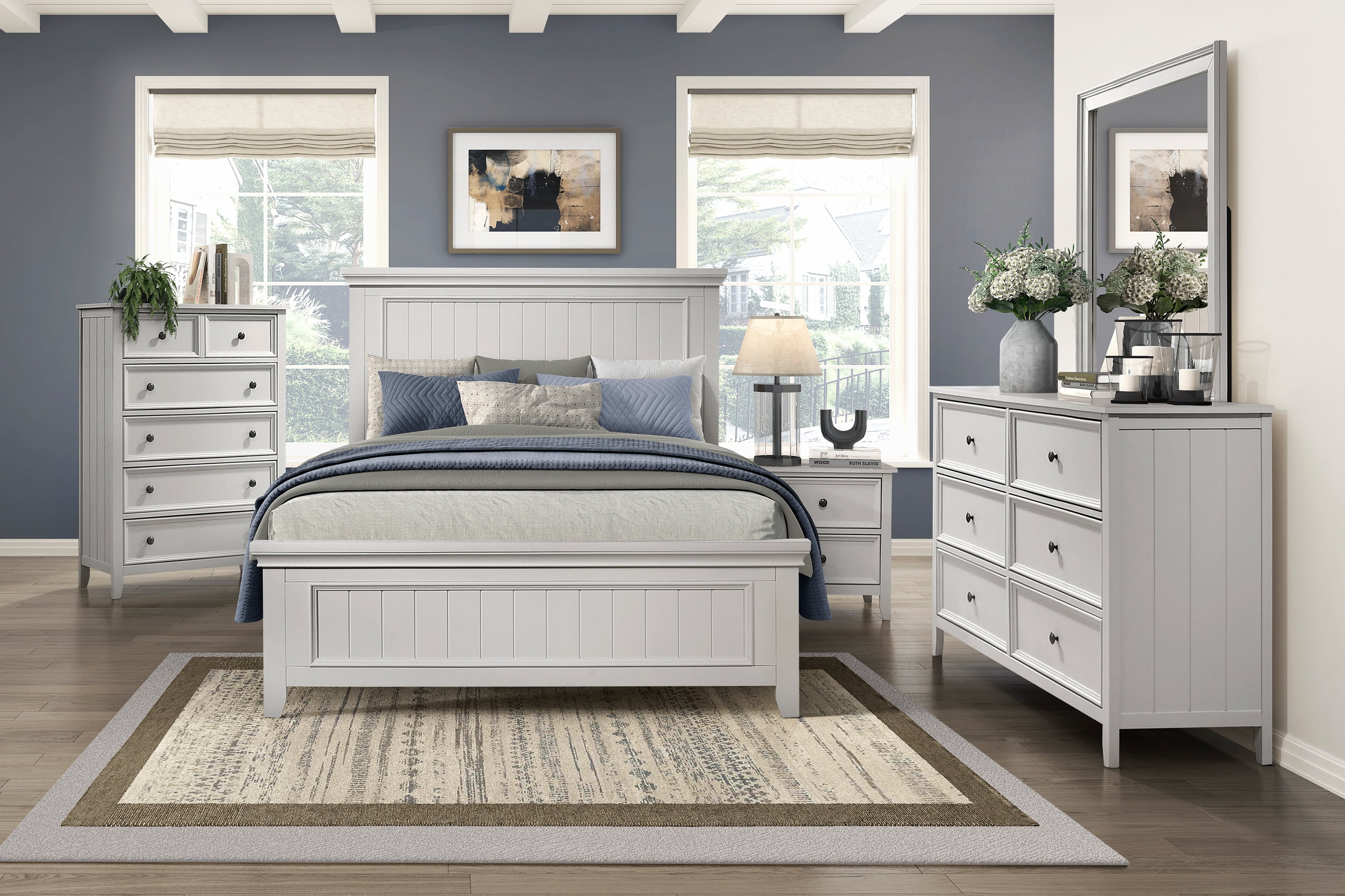 Classic Nightstand, 2 Drawers Storage 1pc Bedside Table