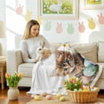 thumbnail image 4 of Throw Blanket Fleece Throw Blanket 50x80in, Easter Watercolor Cute Cat Egg Soft Lightweight Bed Blankets Spring Garden Flower Leaf Fuzzy Couch Blankets for All Season, 4 of 9