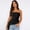 Black, variant on Tube Tops for Women Strapless Ruffled Asymmetrical Hem Ruched Bandeau Cami Tank Comfortable