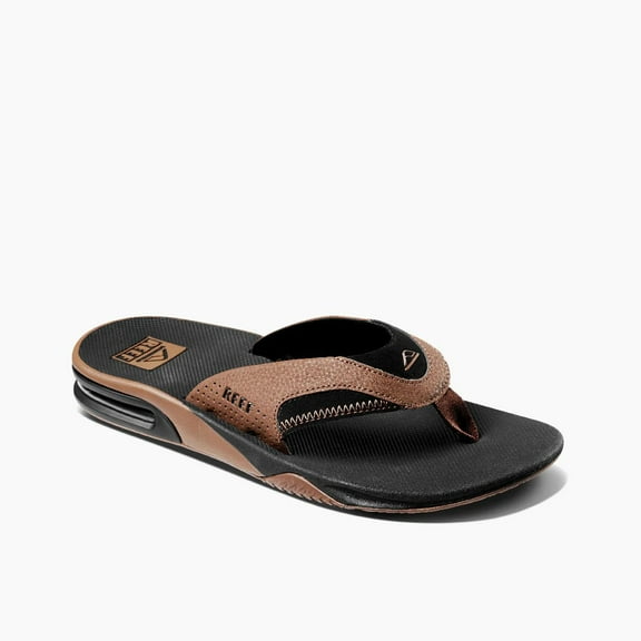 REEF Mens Fanning Flip Flop Black and Tan - CI8102 Black and Tan