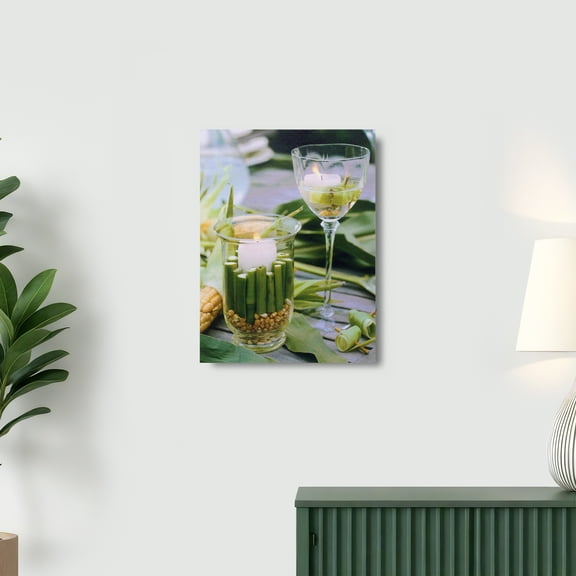 Northlight LED Lighted Flickering Bamboo Candle Canvas Wall Art - 11.75" x 15.75"