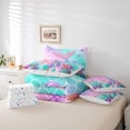 thumbnail image 6 of Feelyou Sea Mermaid Princess Twin Bedding Sets 7pcs, Blue Pink Fish Scale Comforter Set, 6 of 8