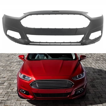 Front Bumper Cover With Upper & Lower Grille Set For 2013-2016 Ford Fusion – Primered & Chrome