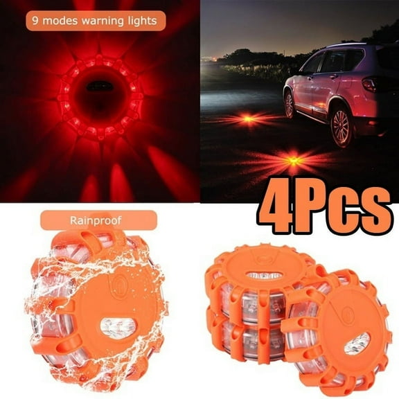 LED Road Flares Emergency Lights-Roadside Warning Car Safety Beacon Flashing Disc,1Pack