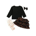 thumbnail image 3 of Qiylii Girl’s Halloween Outfits Pumpkin Tops+Dot Skirt+Headband+Leg Warmer, 3 of 7
