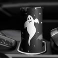 thumbnail image 3 of 20oz Black Halloween Ghosts Bats and Stars Skinny Tumblers Stainless Steel Tumbler with Lid and Straw,Vacuum Insulated Double Wall Travel Tumbler Cups with Cleaning Brush for Coffee,Tea, 3 of 6