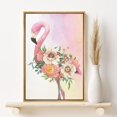 thumbnail image 2 of PixonSign Framed Canvas Print Wall Art Watercolor Floral Flamingo Animals Flower Illustrations Modern Art Contemporary Colorful Multicolor Pastel for Living Room, Bedroom, Office - 24"x36" Natural, 2 of 5