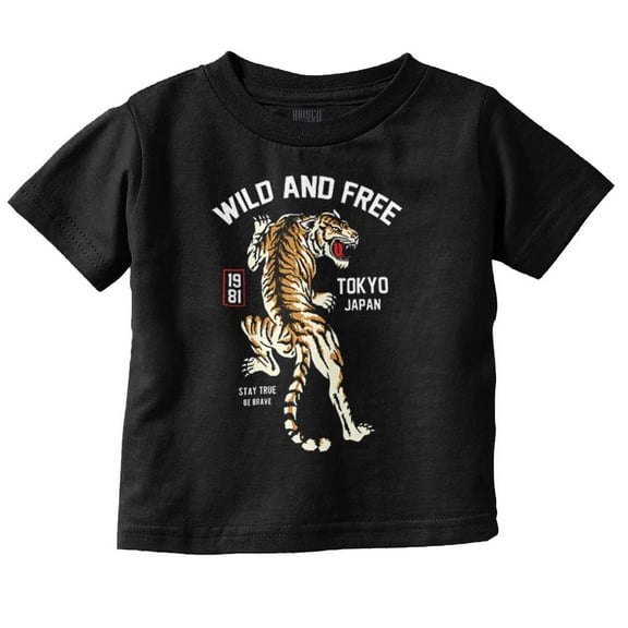 Wild and Free Tiger Tokyo Japan Toddler Boy Girl T Shirt Infant Toddler Brisco Brands 6M