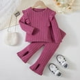 thumbnail image 2 of NIEWTR Toddler Girls Little Girls 2PCS Fall Outfits Long Sleeve Crew Neck Contrast Color Sweatshirt Top Elastic Waist Sweatpants Toddler Girl Outfit For 1t 2t 3t 4t 5t 6t,5-6 Years, 2 of 5