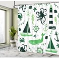 thumbnail image 4 of Ambesonne Nautical Shower Curtain, Pastel Colors Lighthouse, 69"Wx84"L, Emerald and Green, 4 of 4