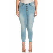 Cello Juniors' Plus Size High Rise Skinny Jean with Exposed Buttons