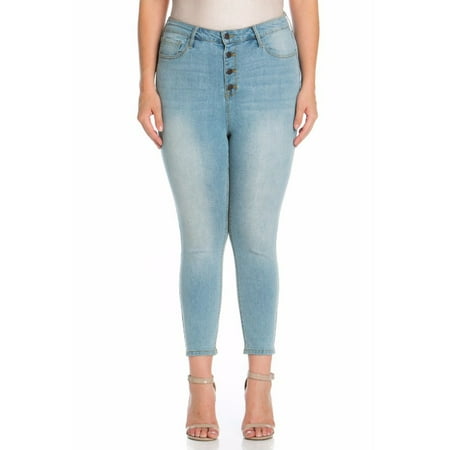 Cello Juniors' Plus Size High Rise Skinny Jean with Exposed Buttons