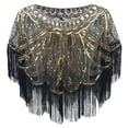 thumbnail image 3 of HNMKIU Wraps 1920s Art Deco Sequin Beaded Flapper Shawl Wrap Women's Evening Wedding Cape Party Cover Up Gold,One Size, 3 of 3