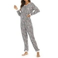 thumbnail image 2 of Seyurigaoka Women Cozy Pajamas Jumpsuit, Cartoon Long Sleeve Buttons O-Neck One-Piece Sleep Wear, 2 of 6