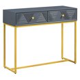 thumbnail image 3 of 38" Fluted Entryway Table, Long Modern Console with Matel Legs and 2 Drawers, Wood Wall Table, Narrow Table Behind Couch Suitable for Entry, Foyer, Hallway, Living Room, 3 of 9