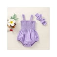 thumbnail image 2 of Qmyliery Baby Girls 2Pcs Summer Outfits, Sweet Smocked Strap Romper with Headband, 2 of 8