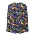 thumbnail image 6 of Mardi Gras Shirts Womens Feathers Print Long 3/4 Sleeve Holiday Tunic Tops Crew Neck Mask Print Green T Shirts Light Purple 4XL, 6 of 6