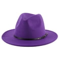 thumbnail image 2 of Womens Classic Wide Brim Fedora Hat Floppy Panama Hat with Belt Buckle, 2 of 7