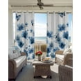 thumbnail image 6 of Navy Blue Floral Kitchen Curtains Spring Flowers Butterflies Watercolor Cafe Short Curtains for Bathroom Blackout Window Curtain Small Window Treatment Drapes for Bedroom Living Room 52"x45"x2, 6 of 9