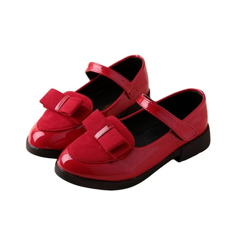 Mildsown Children Synthetic Leather Mary Jane Little Girl Bow Princess Shoes