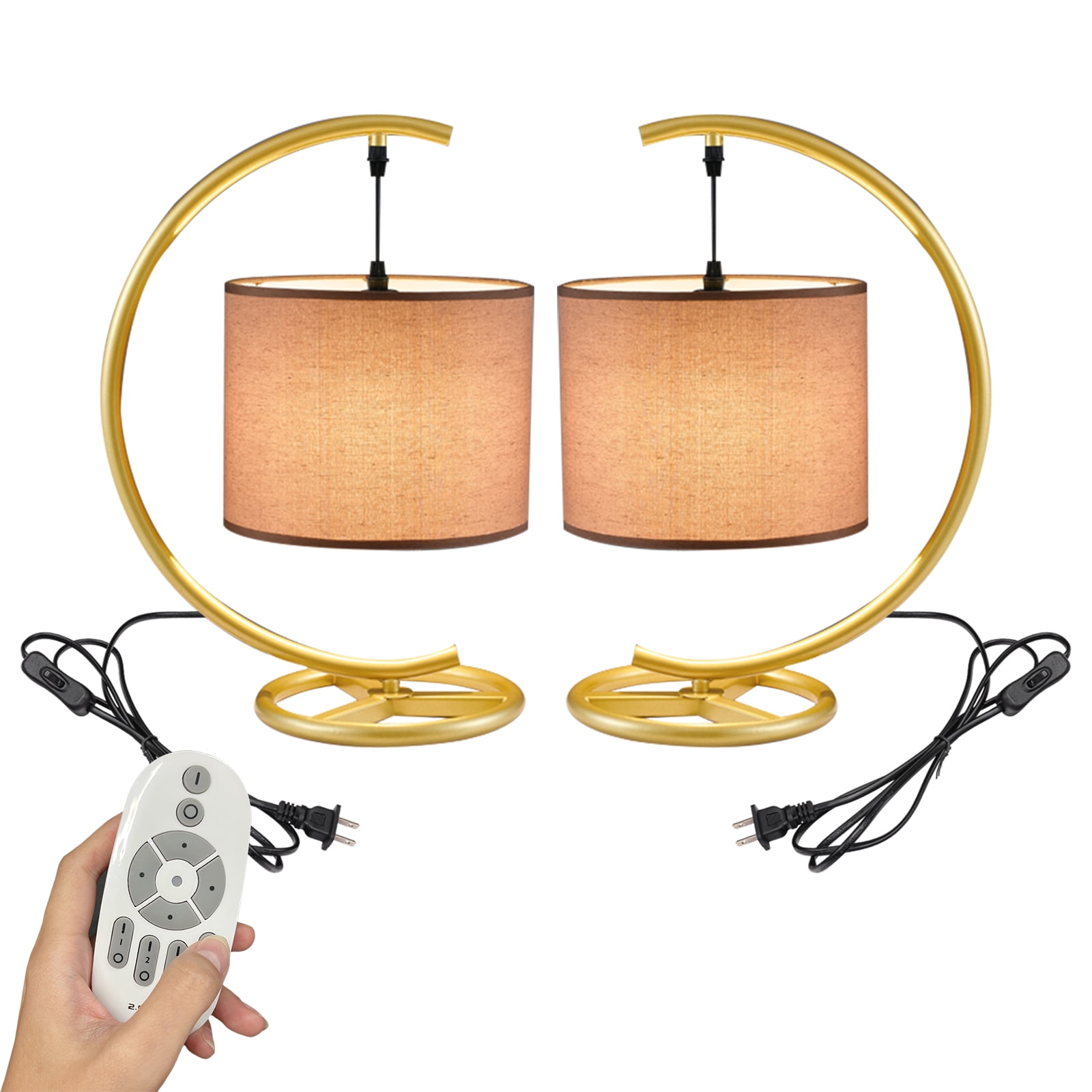 Kiven Modern Plug in Table Lamp, Dimmable Desk Lamp with Fabric