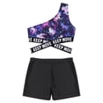 thumbnail image 3 of iiniim Girls Waist Cutout Swimsuit Single Shoulder Crop Top with Elastic Waistband Shorts 8-14 Pegasus Starry 12, 3 of 7