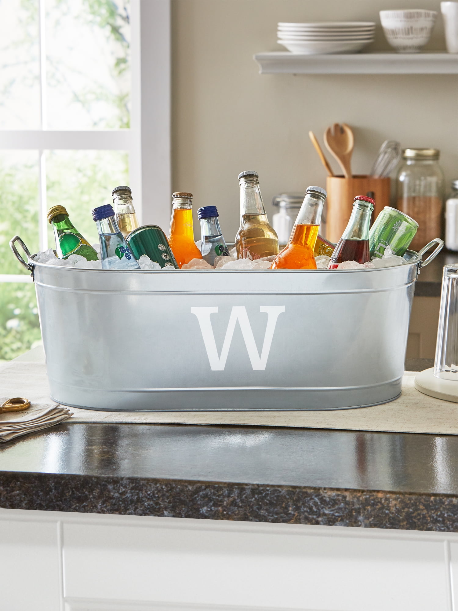 Personalized Galvanized Initial Beverage Tub or Tub with Stand