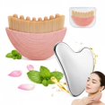 thumbnail image 1 of Cepillo facial de contorno linfático con herramienta Gua Sha de acero inoxidable, 1 of 8