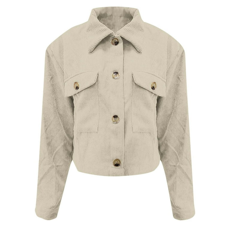 jjayotai Womens Double Breasted Corduroy Jacket, Long Sleeve Work