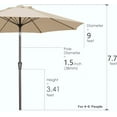 thumbnail image 5 of 9FT Patio Outdoor Umbrella-UPF 50+ Sun Shade with Wind Vent, Push-Button Tilt & Smooth Crank Lift, Rust-Resistant Fiberglass Frame for Garden, Backyard,Yard, 5 of 9