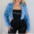 thumbnail image 3 of Olyvenn Women's Cropped Fluffy Faux Fur Jackets Shaggy Furry Winter Coats Luxury Open Front Shrugs Fuzzy Warm Outwear Blue XXL, 3 of 5