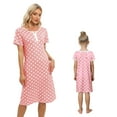 thumbnail image 2 of Baozhu Mother And Daughter Short Sleeve Nightdress with Pockets Casual Dot Print Sleep Shirt Sleepwear Round Neck Pajama Dress, 2 of 7