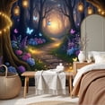 thumbnail image 6 of Wallpaper Magical Forest Glowing Lanterns Butterflies Colorful Peel and Stick Wall Murals 69"H x 96"W Removable PVC Wall Paper Self-Adhesive Wall Paintings Art Decor for Bedroom Living Room, 6 of 7