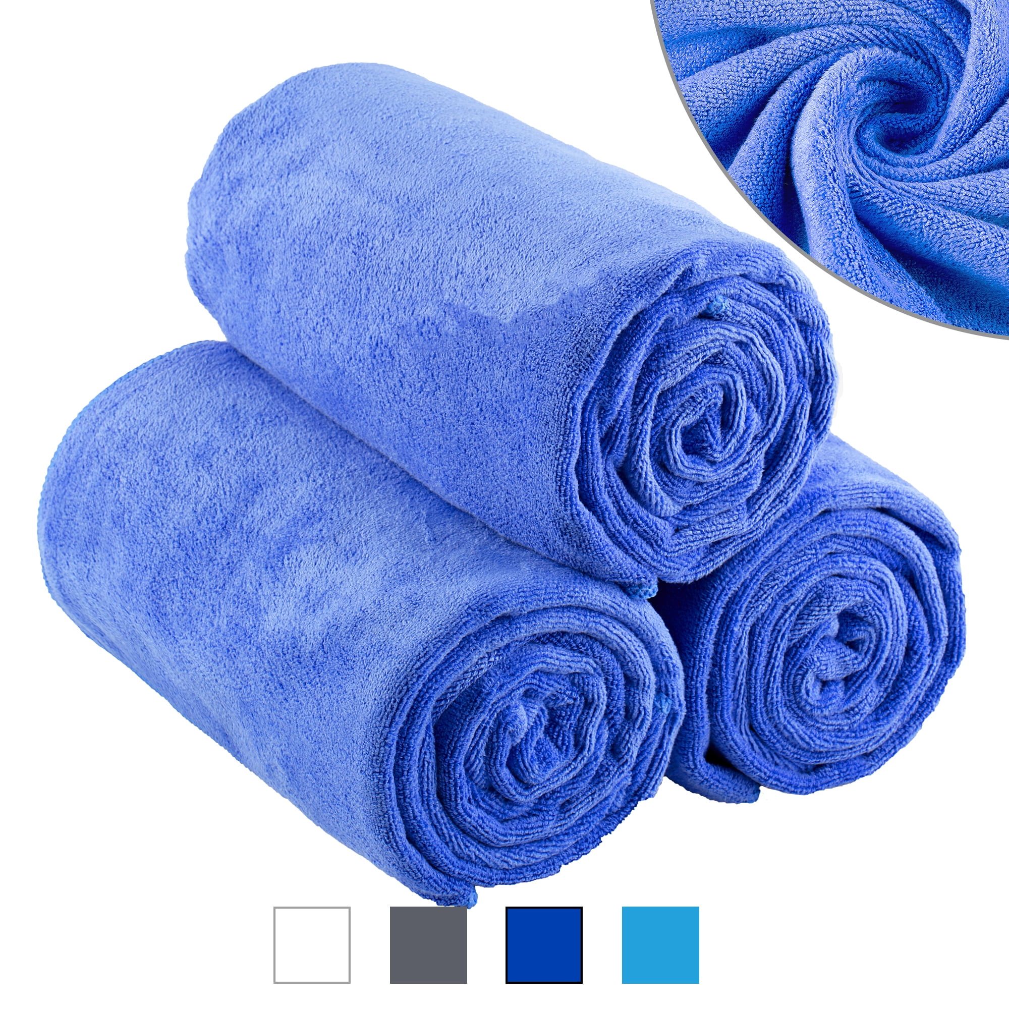 NC Microfiber Bath Towel Set 3 Piece (27"x 55"),Super Absortbent and Fast Drying,Blue