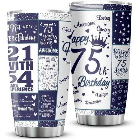 

75th Birthday Gifts for Women Men Vintage 1948 Tumblers 75 Year Old Birthday Supplies Vintage 1948 Back in 1948 Old Time Information Stainless Steel Vacuum Insulated Tumblers 20 oz